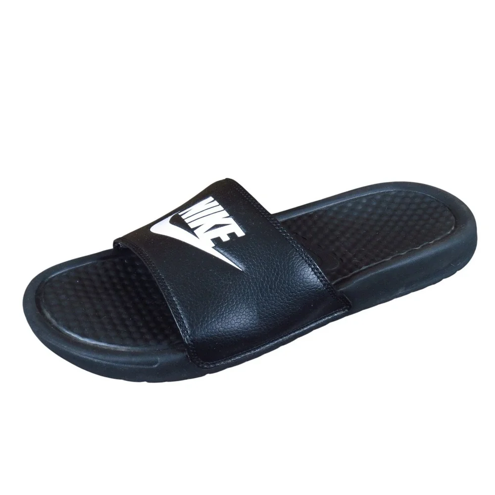 Nike Benassi JDI Mens Slide Sandals Sz 8‎ Gym Pool Shower Black White 343880-090